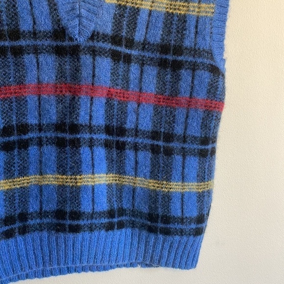 Retro Academia Wool Plaid Sweater Vest Vtg Lord & Taylor Blue Grandpa Eclectic - Picture 8 of 16